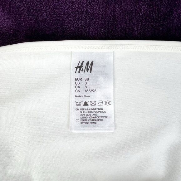 H&M White Cream Rhinestone Beaded Bikini Bottoms Size 8 - Picture 4 of 5